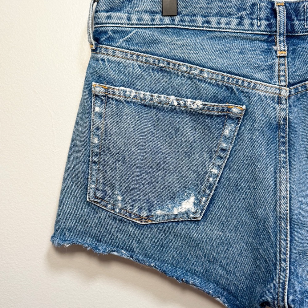 Agolde Parker denim shorts high rise distressed cutoff jean shorts western beach - Picture 12 of 12